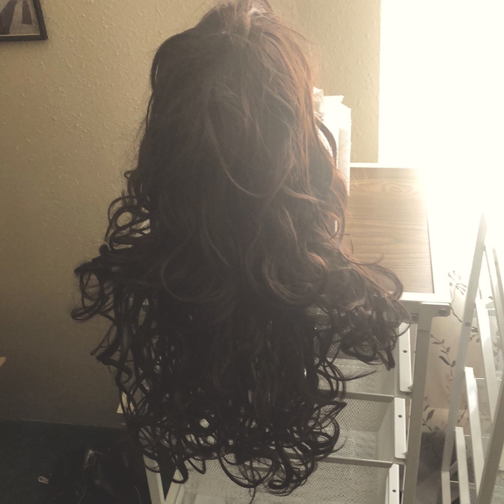 Faux hair brown wig